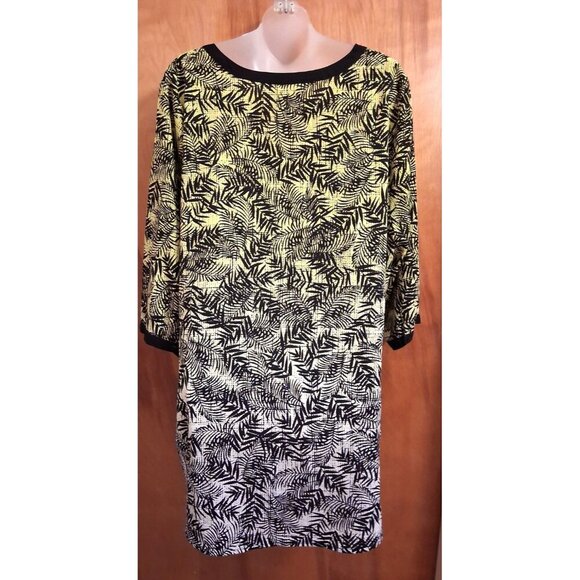 Catherines Womens 1X 18/20W Top Stretch Yellow Ombre Leaves Resort Vacation - Picture 3 of 4